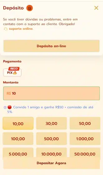 O valor mínimo para começar a jogar é de R$ 10.