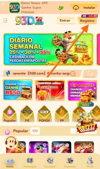 Etapa 1: Entre no site e clique em "Cadastrar"